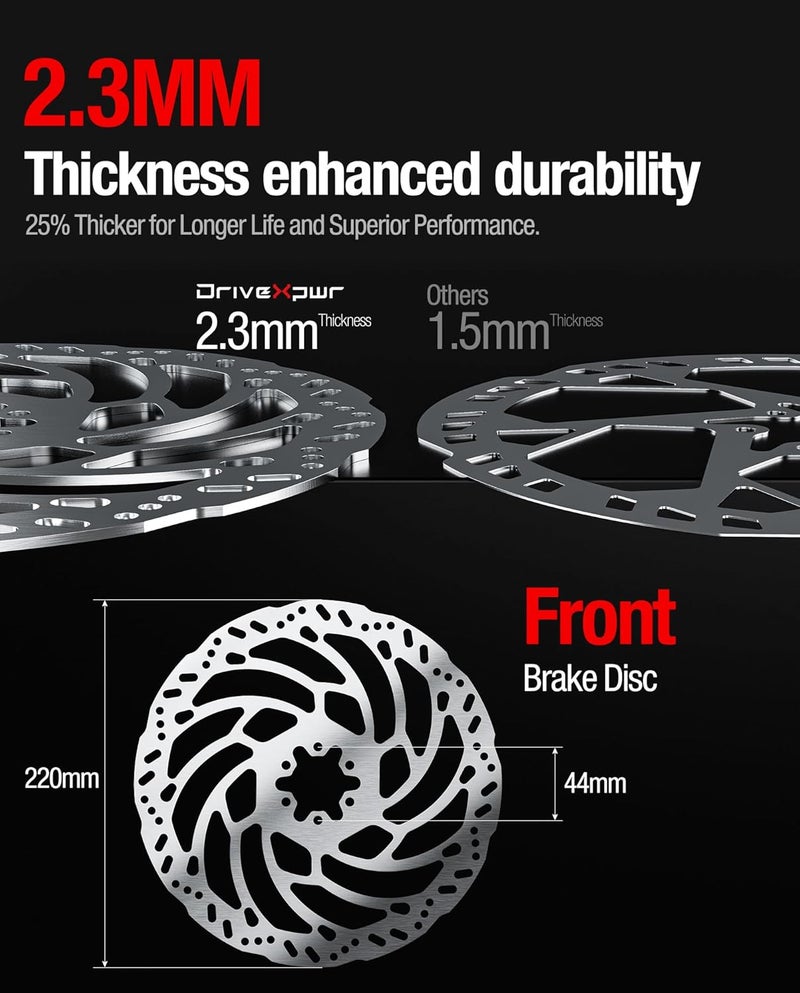 DriveXpwr Heavy-Duty 220 mm Thickened Stainless Steel Front Brake Disc Rotor for Talaria Sting Offroad TL3000, TL50, TL4000, TL45, X3 MX TL2500, Surron LBX, Segway X260/X160 - Image 2